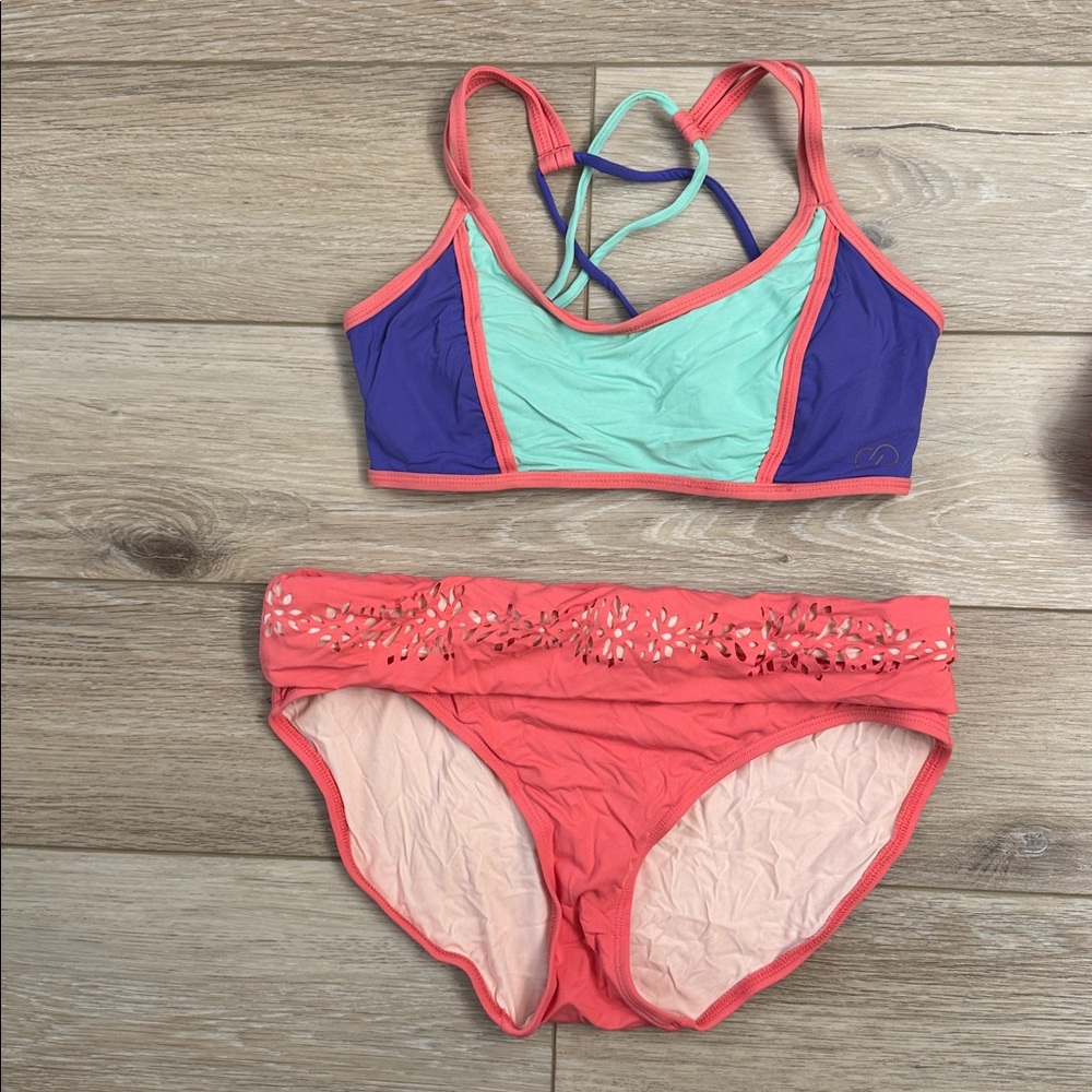 CALIA by Carrie Underwood purple and Coral Bikinis - Picture 4 of 6